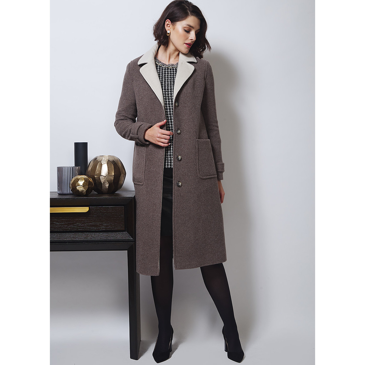 Contrast Collar Cotton Coat main image 0