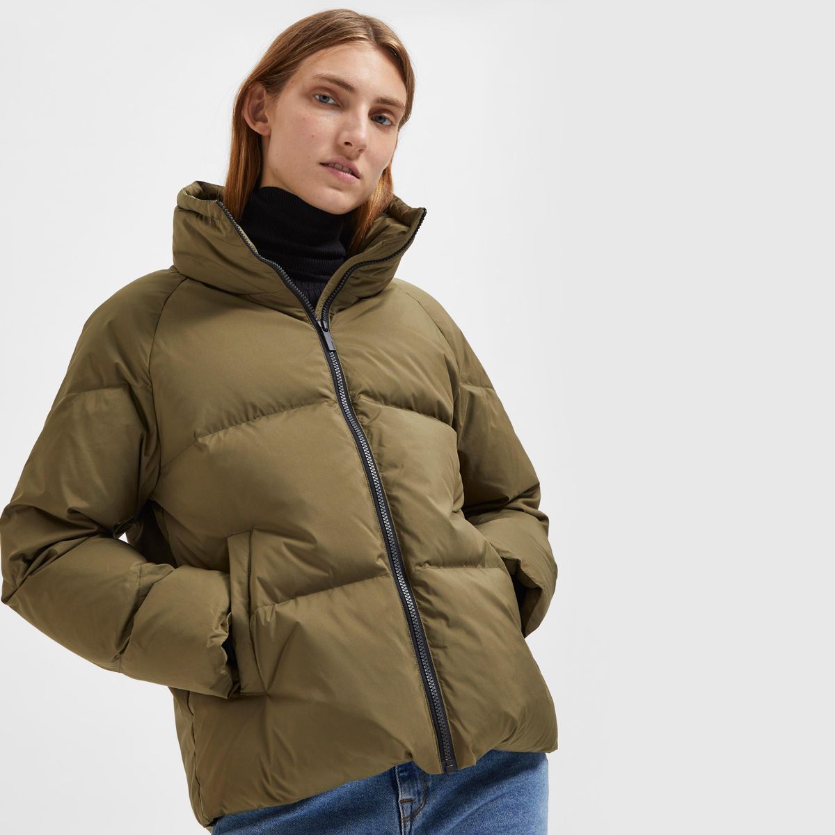 Daisy Down Short Box Jacket - Khaki 