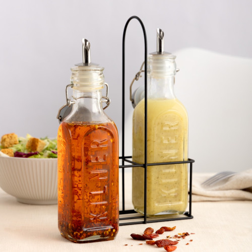 Kilner Set of 2 Oil Bottles With Rack