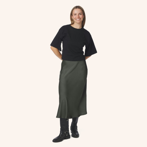 Bovary Midi Satin Skirt