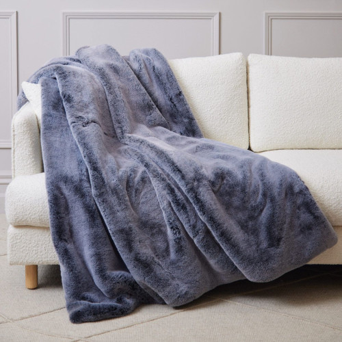 Grey Faux Fur Throw