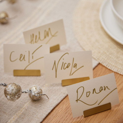 Polished Brass Place Card Holder - Set of 4