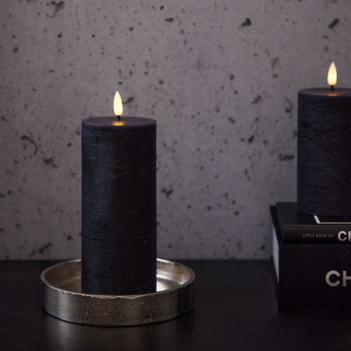 Medium Black LED Pillar Candle