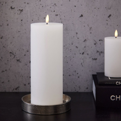 Large White LED Pillar Candle 
