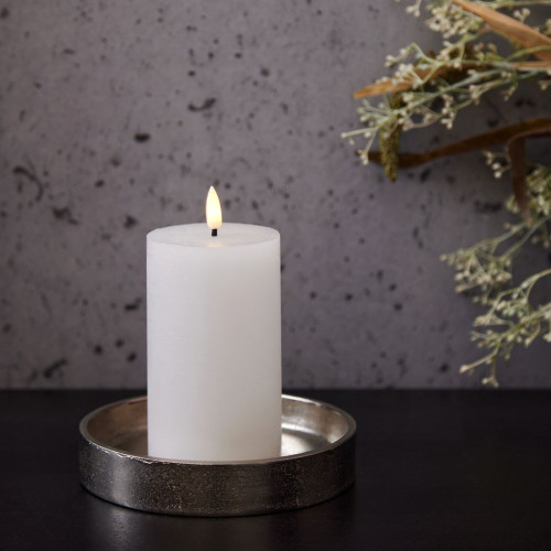 Small White LED Pillar Candle