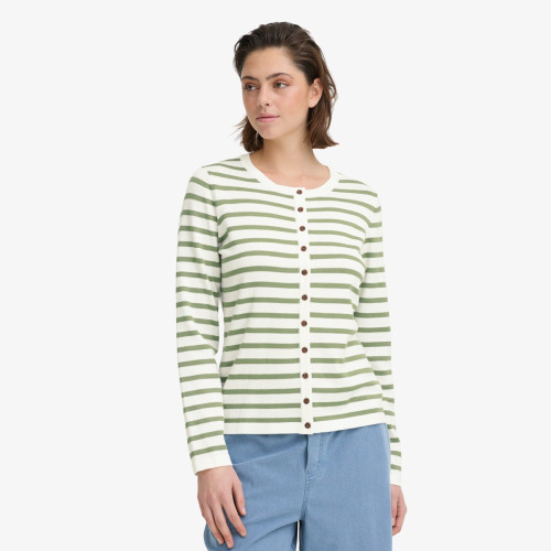 Button Stripe Cardigan