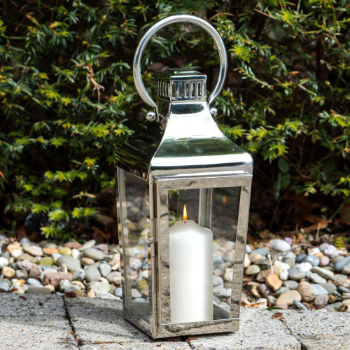 roman steel lantern with glass 