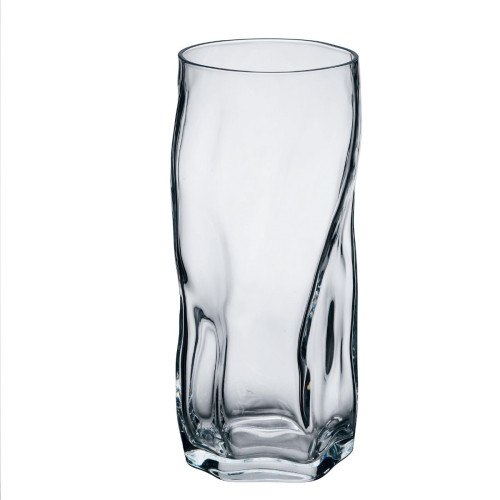 set of 4 glasses with a modern abstract design. dishwasher safe and easy to grip
