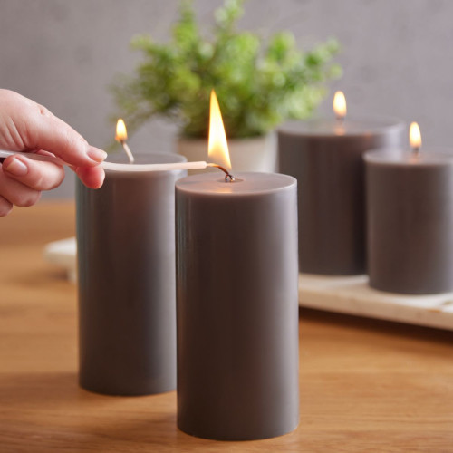 Dark Wood Candle Tall - Set of 2