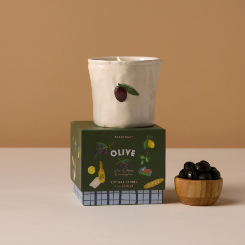 Embossed Ceramic Candle - Fig & Olive