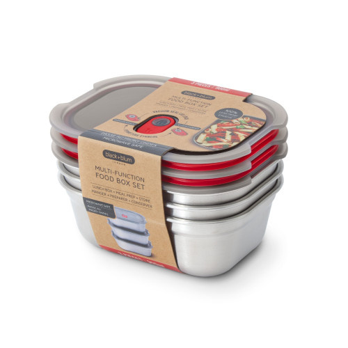 3 Pack Steel Lunch Box Set - 900Ml