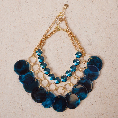 Blue Jewel Necklace – Set of 2