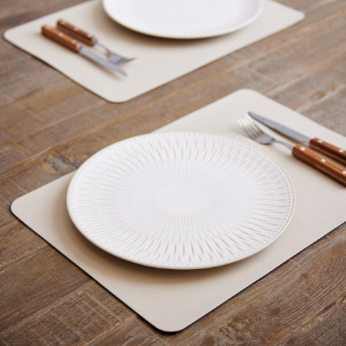 Cream Faux Leather Placemat - Set Of 6