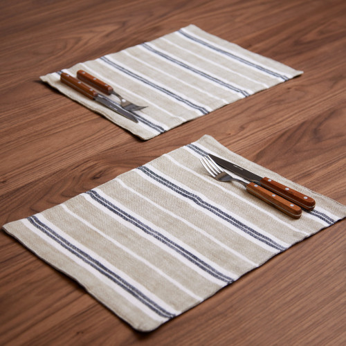Darca Stripe Beige Placemat - Set Of 6