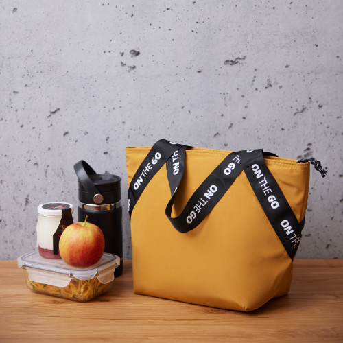 lunch bag tote on the go in mustard