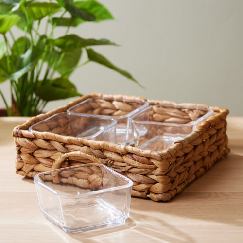 Seagrass Server with Glass Bowls