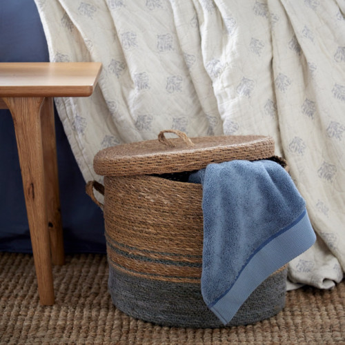 Natural & Ocean Basket W/Lid - Large