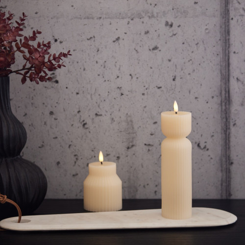Ivory Ribbed LED Candle - Large