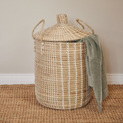 Tanami Laundry Basket In Seagrass Jute - Tall
