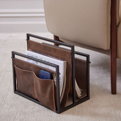 Chestnut Leather Magazine Holder