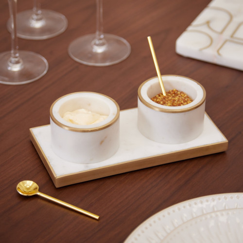 White Marble Dip Pots