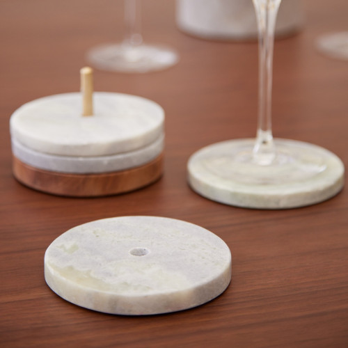 Marble Green Marble Coasters - Set Of 4