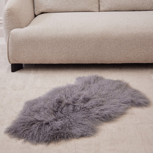 Tibetan Sheepskin Rug - Dark Grey
