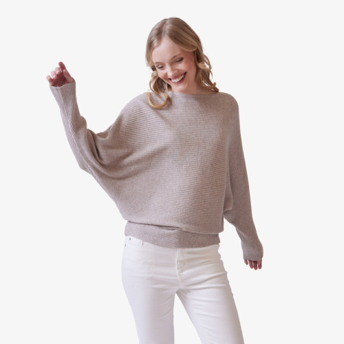 Ribbed Knit Batwing Top