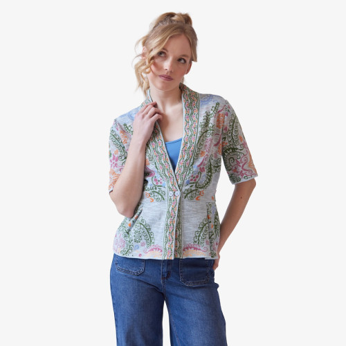 Ornament Pattern V-Neck Cardigan