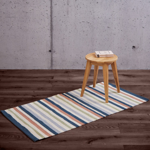 Shaista Runner Rug Blue Stripe