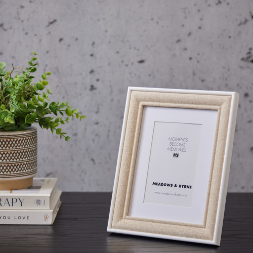 White Linen Border Frame 4X6