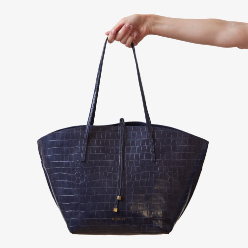 Navy Croc Shopper Tote