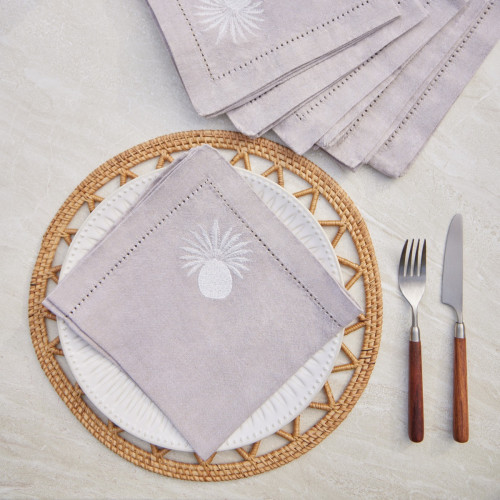 Pineapple Embroidered Napkin - Set of 6