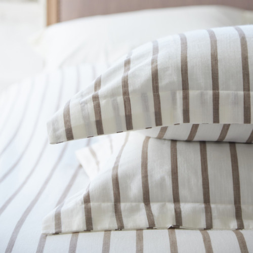 Taupe & White Stripe 2 Pack Pillowcase