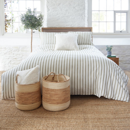 Green & Off White Stripe Duvet Set