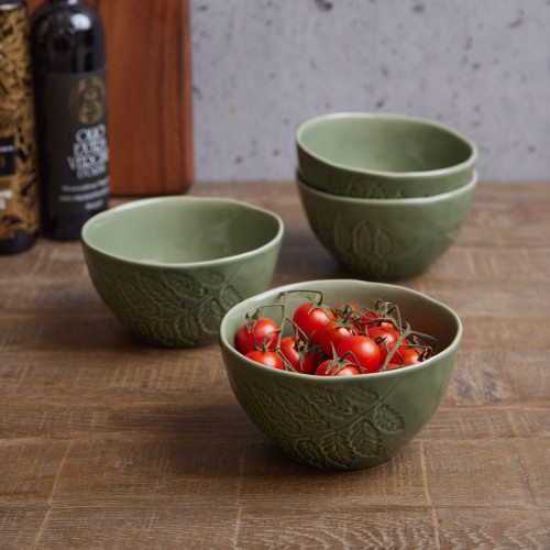Folia Embossed Bowl Olive - Set Of 4