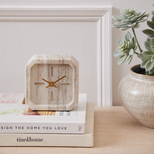 Pablia Clock Marble - Sand Grey