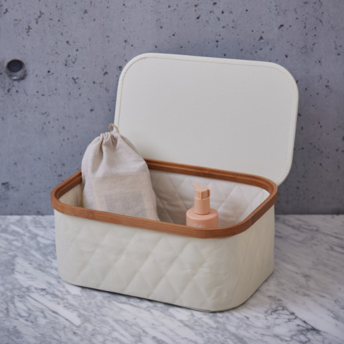 Quilted Storage Basket With Lid