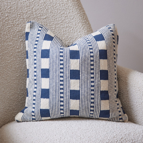 Geo Stripe Blue Cushion 
