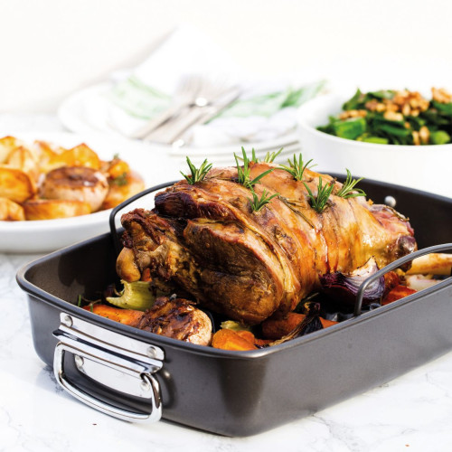 40x28cm roasting pan with rack made from carbon steel