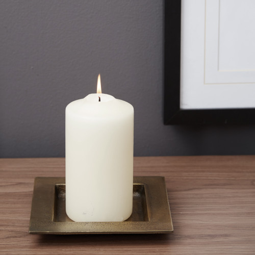 Square Candle Platter - Antique Gold