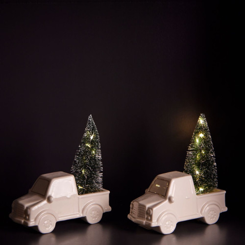 Car with Tree LED Ornament - Set of 2