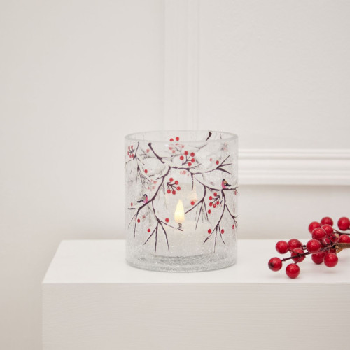 Robin & Red Berry Votive Holder