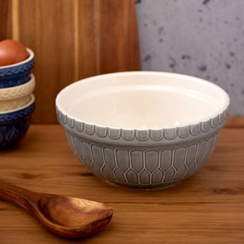 21cm grey patterned stoneware mixing bowl