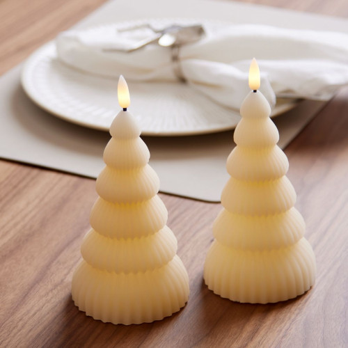 LED Cone Christmas Tree Candles - Set of 2