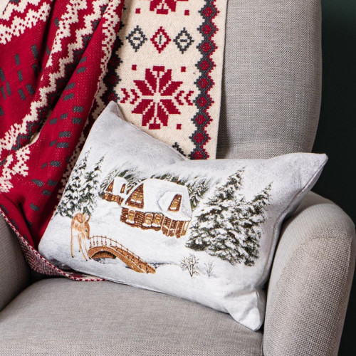 Chenille Snow Forest Cushion 