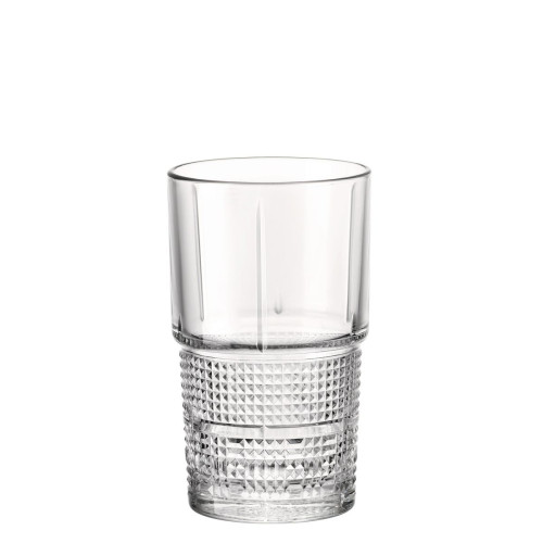 set of 6 glasses with a modern abstract design. dishwasher safe and stackable design.