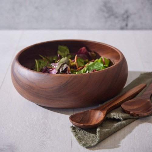 acacia wood salad bowl large