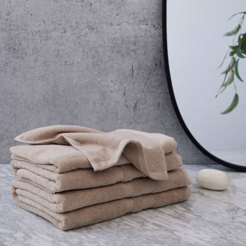 signature 100% terry cotton towel collection in beige 