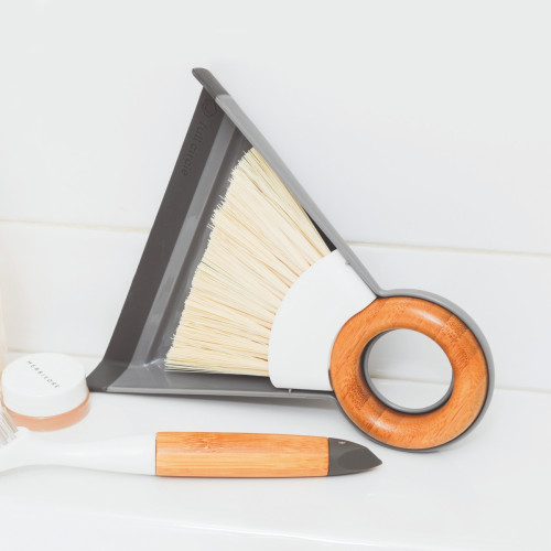 mini bamboo brush and dustpan set